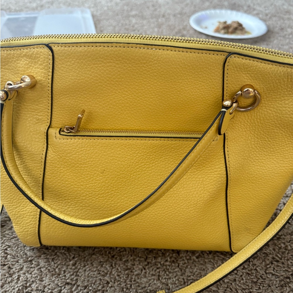 Coach Butter Yellow Kayce Satchel Bag + Coach Double Zip Matching Wallet - Picture 4 of 12
